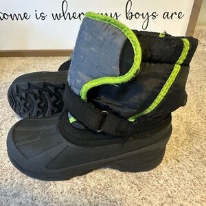 Kids Black and Green Winter Boots